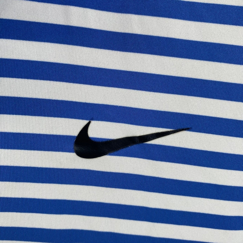 Nike Golf Dri-FIT Polo Shirt Mens XL Blue White Striped Short Sleeve Swoosh - Picture 4 of 7